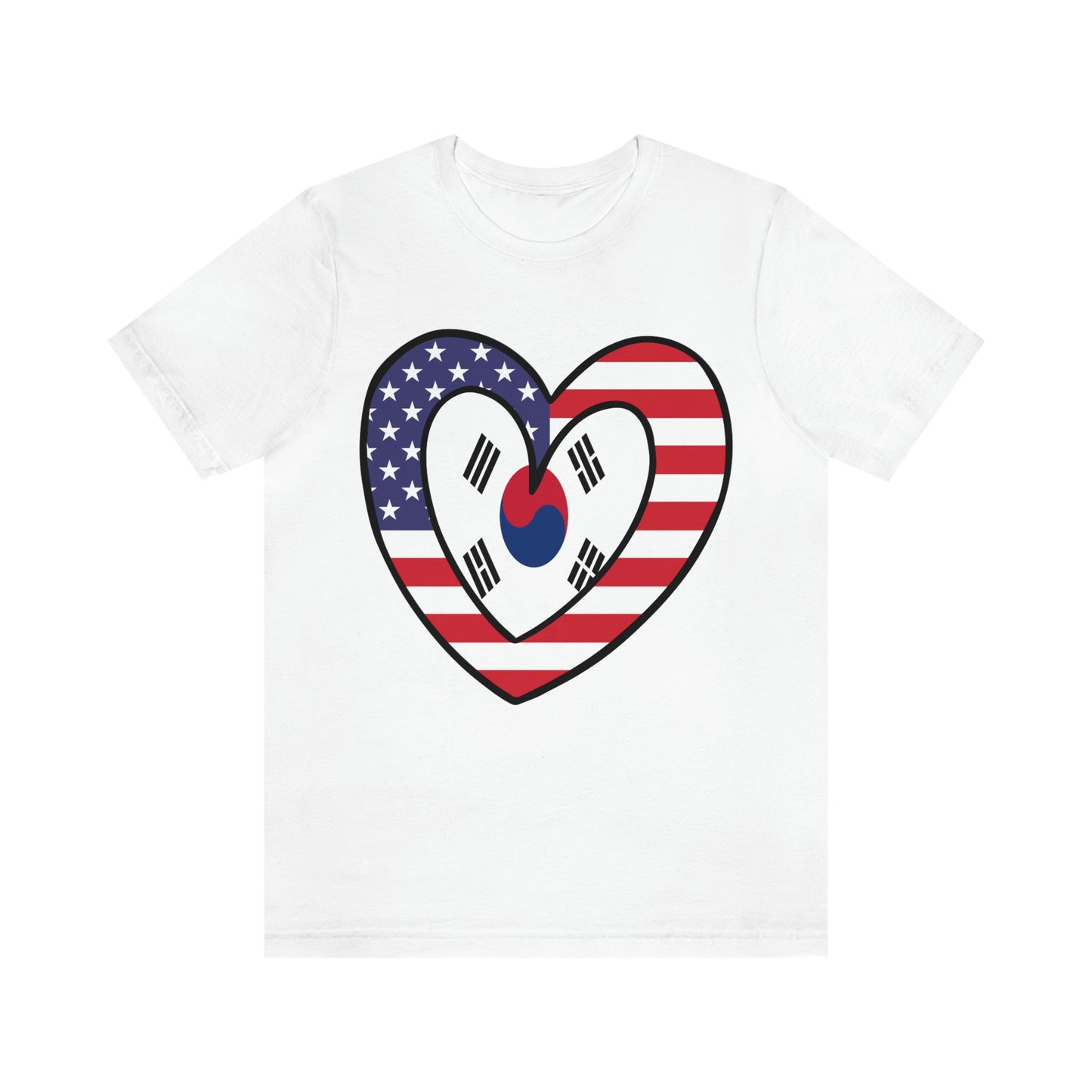 South Korean American Heart Valentines Day Gift Tee Shirt | Half Korea USA Flag T-Shirt