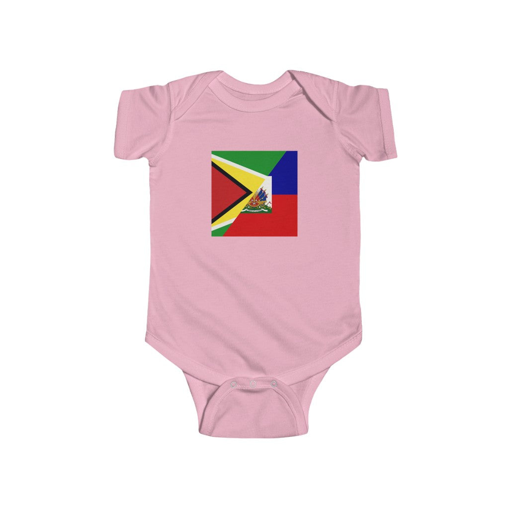 Half Haiti - Guyana Flag | Haitian Guyanese Baby Bodysuit