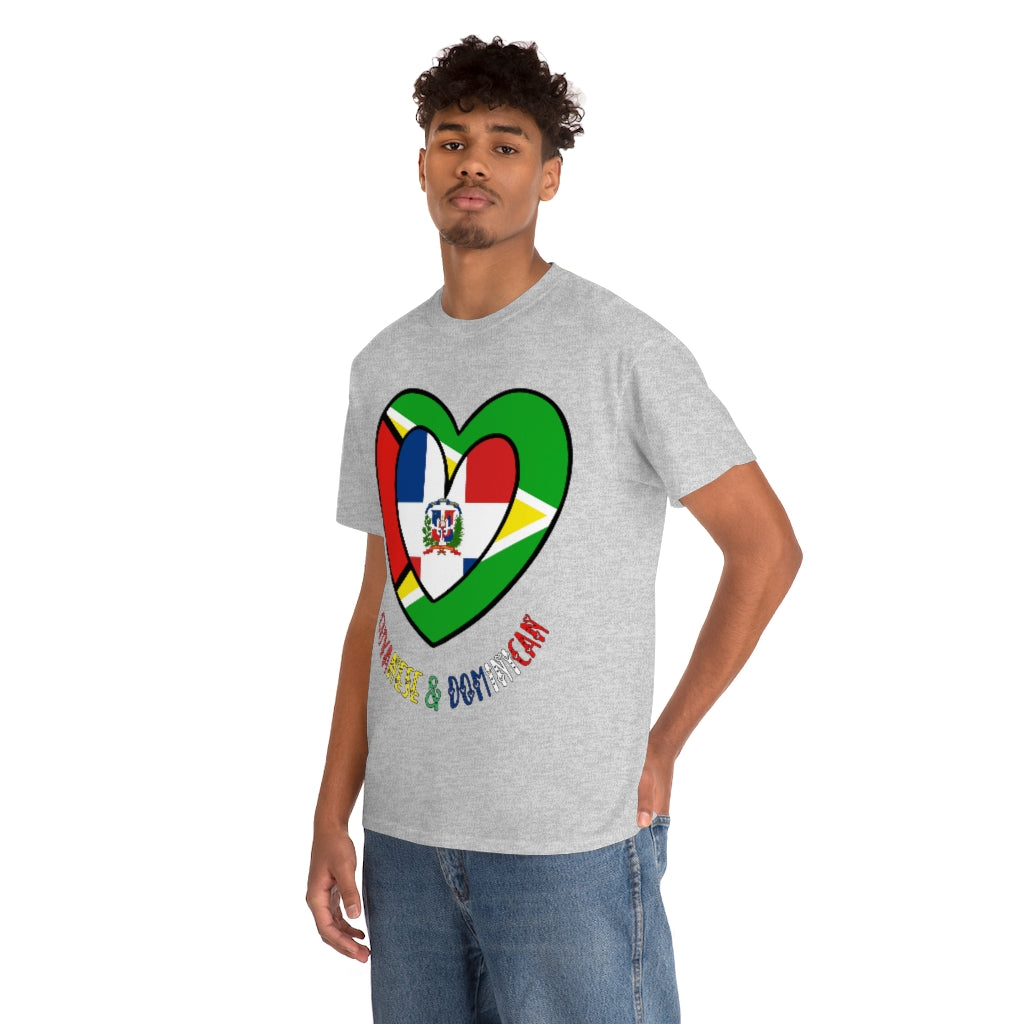 Guyana Dominican Republic Flag Heart Tee Shirt 2 | Unisex Guyanese DR T-shirt