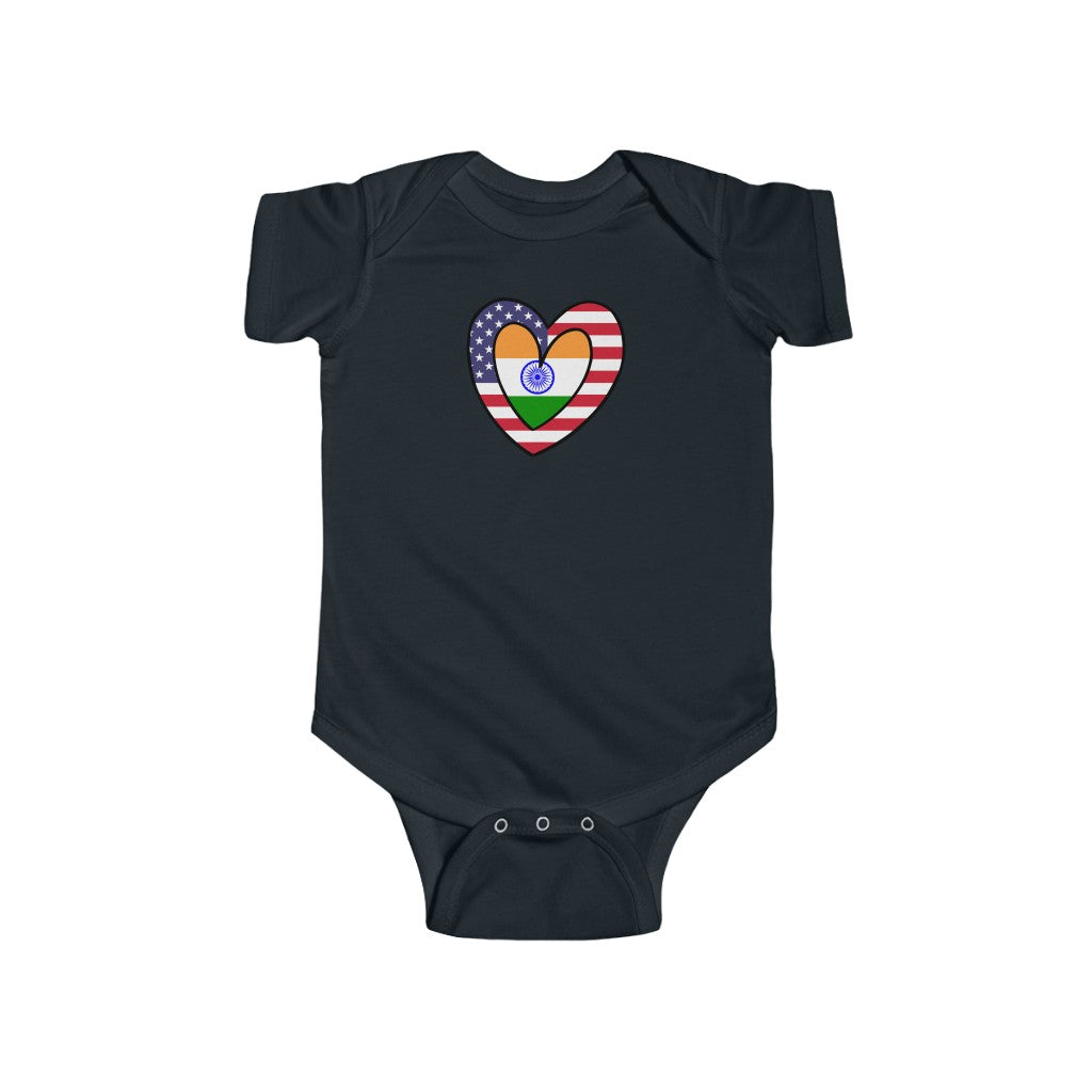 Baby India American Asian Flag Inner Heart Bodysuit | Unisex Indian