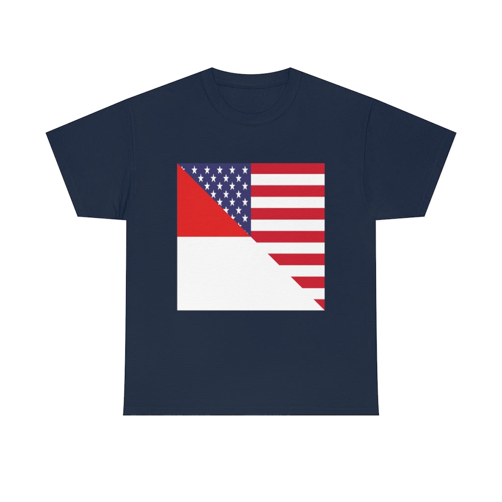 Indonesian American Flag Tee Shirt | Unisex Indonesia USA Tshirt