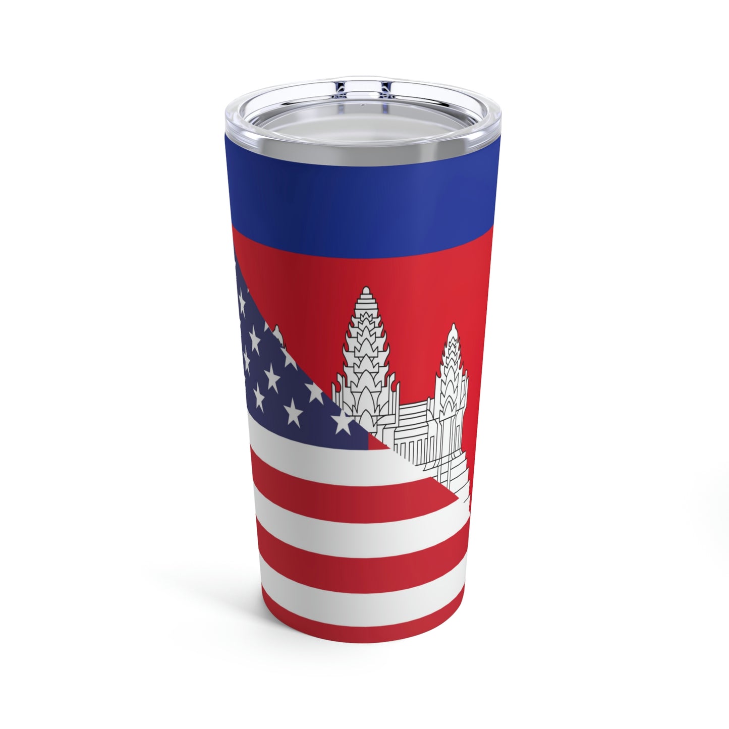 Cambodian American Flag Half Cambodia USA Tumbler 20oz Beverage Container