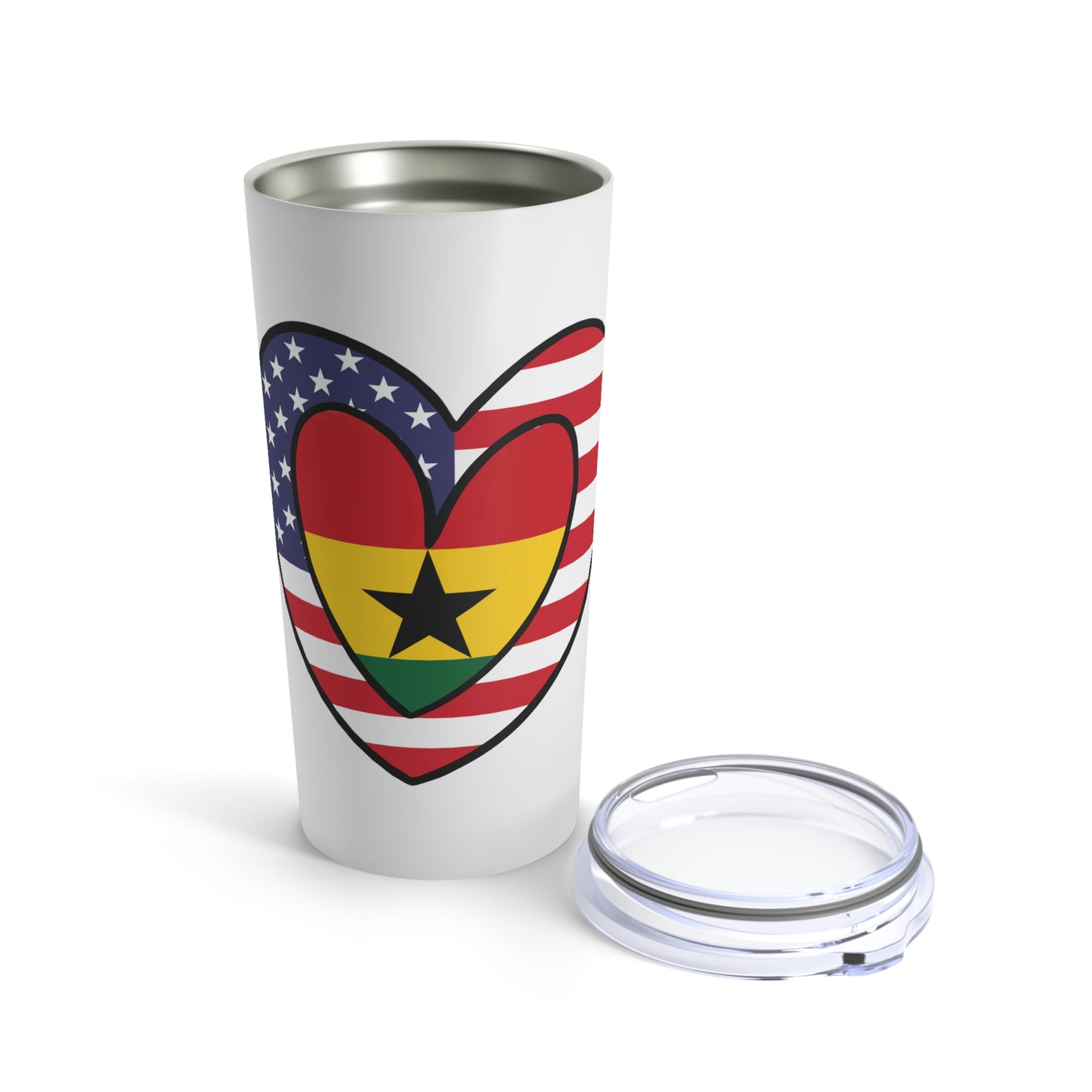 American Ghanaian Flag Heart Valentines Day Gift USA Ghana Tumbler 20oz