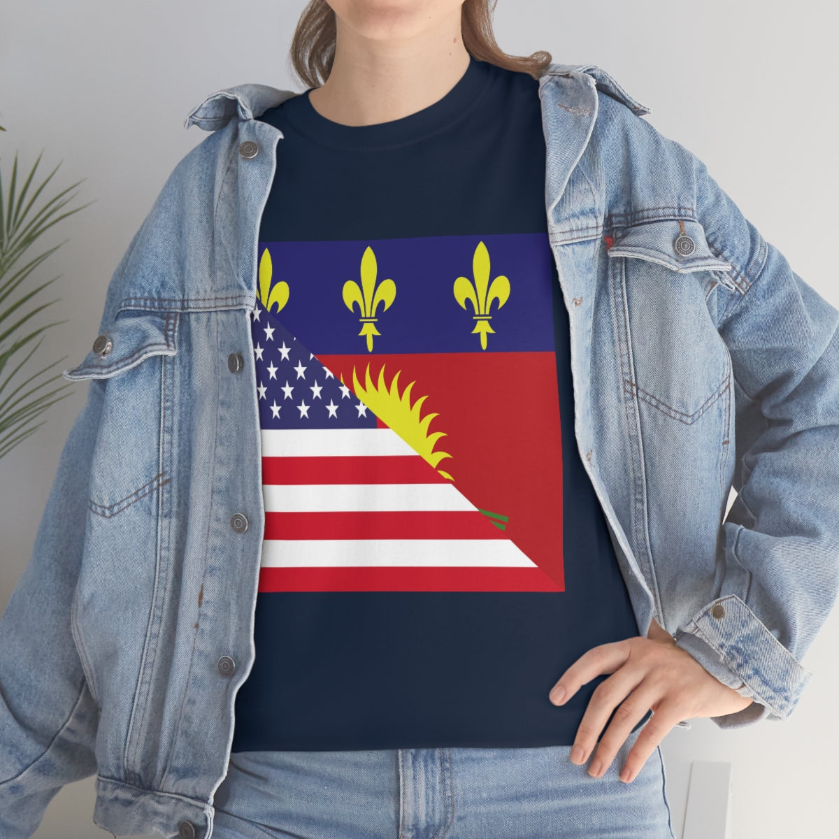 Guadeloupe American Flag Half Guadeloupean USA T-Shirt | Unisex Tee Shirt