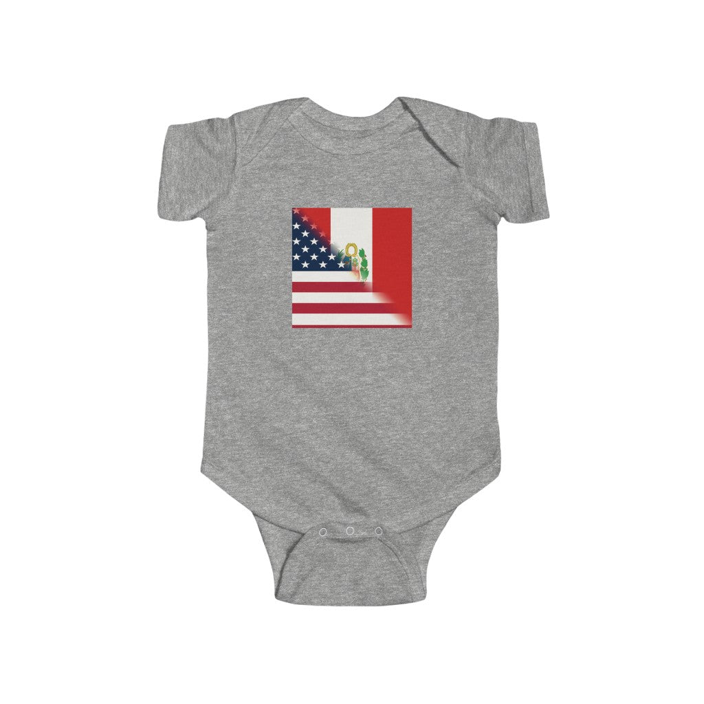 Half Peru - America Flag Baby Bodysuit | USA Peruvian Clothes