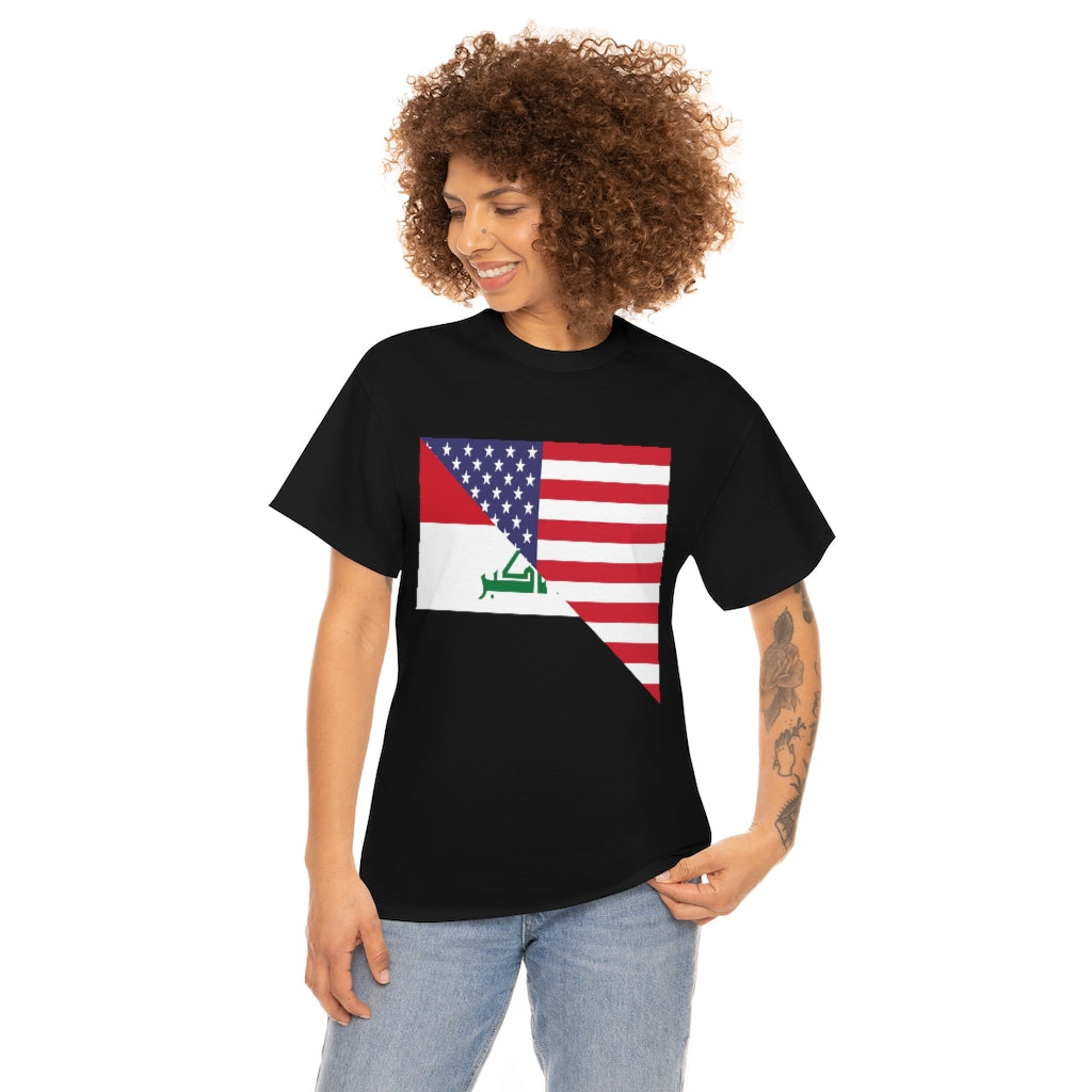 Iraq American Flag Tee Shirt | Unisex Iraqi USA Tshirt