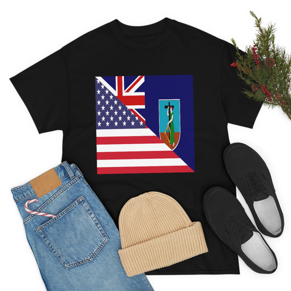 Montserrat American Flag Half Montserratian USA T-Shirt | Unisex Tee Shirt