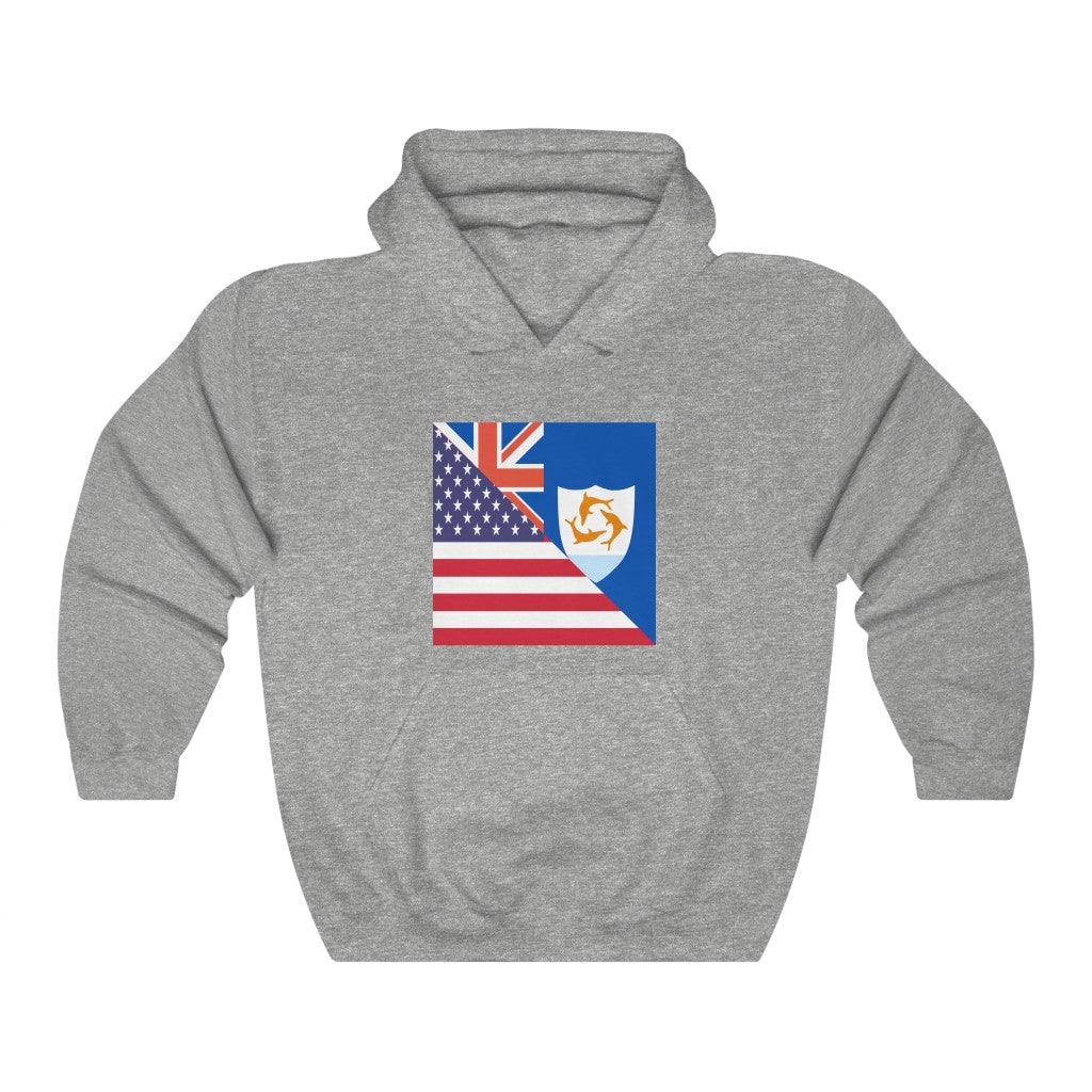 Anguilla American Flag Hoodie  | Unisex Half Anguillan USA Pullover