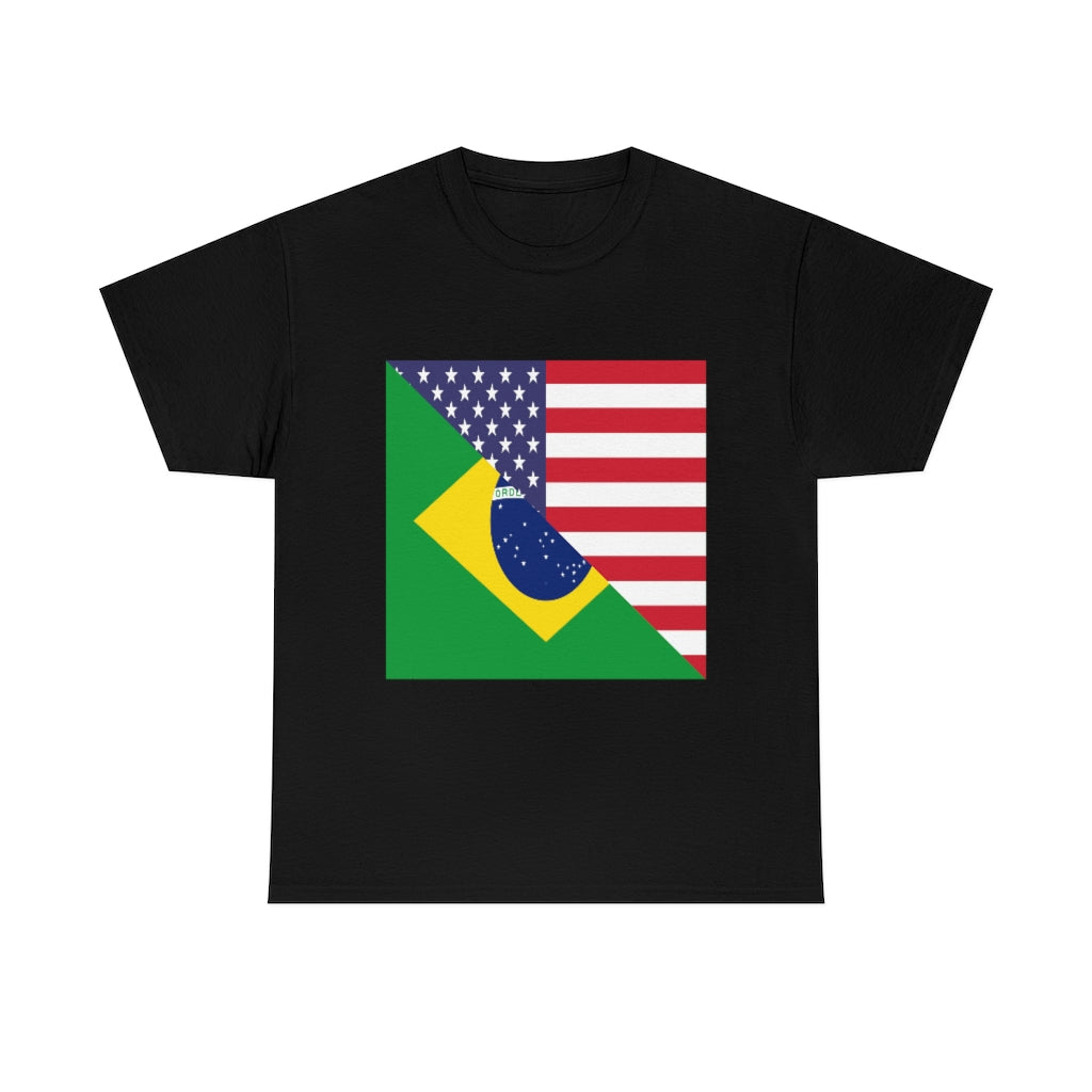 Brazilian American Flag Tee Shirt | Brazil USA Tshirt