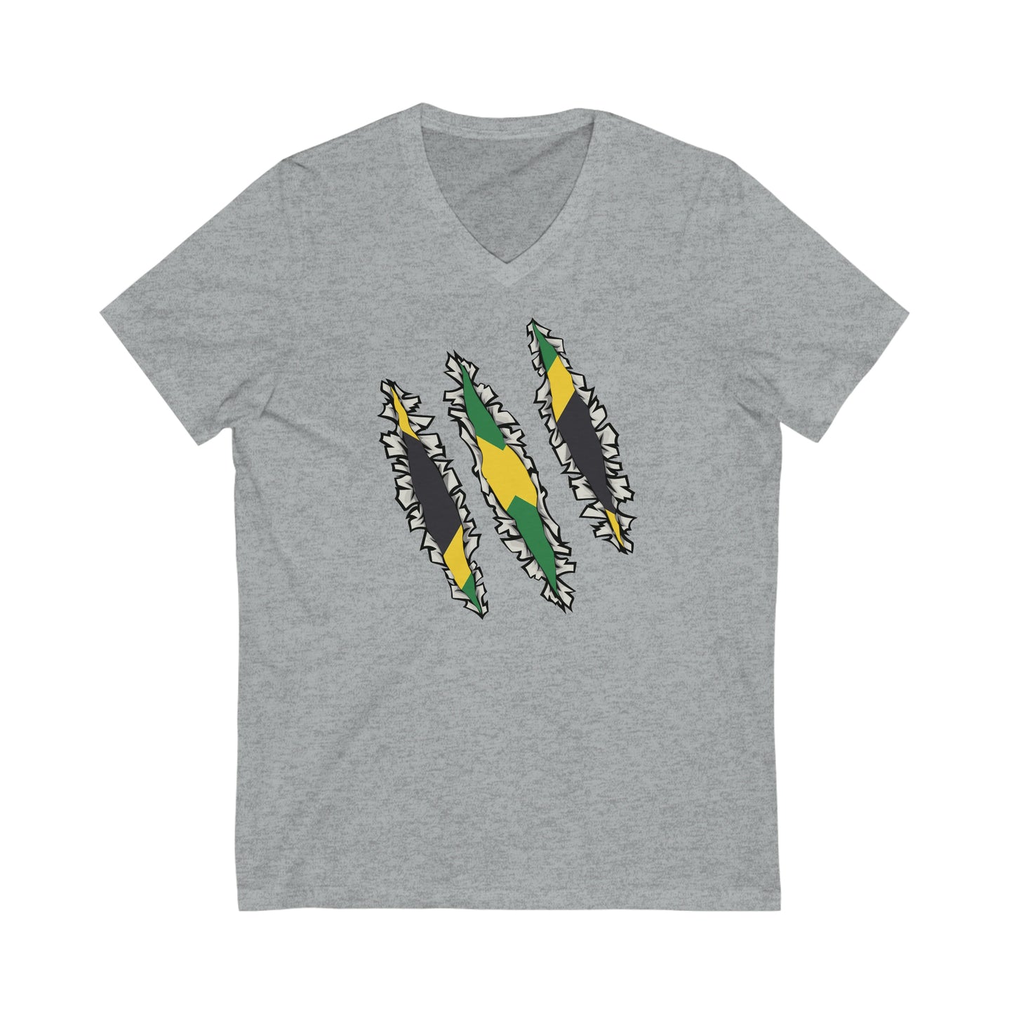 Slashed Jamaican Flag | Jamaica Woman V-Neck T-Shirt | Unisex Vee Shirt