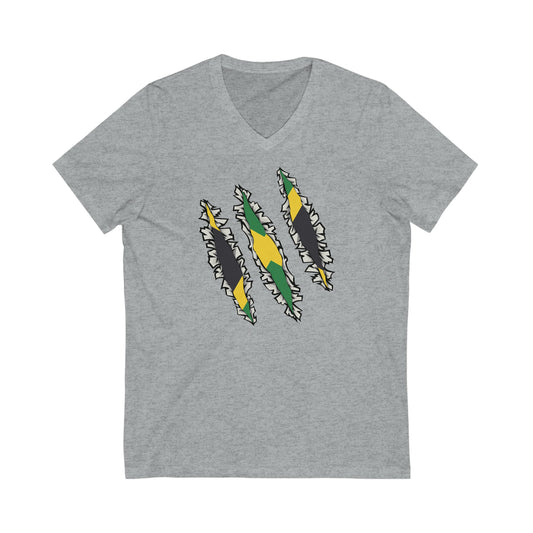 Slashed Jamaican Flag | Jamaica Woman V-Neck T-Shirt | Unisex Vee Shirt