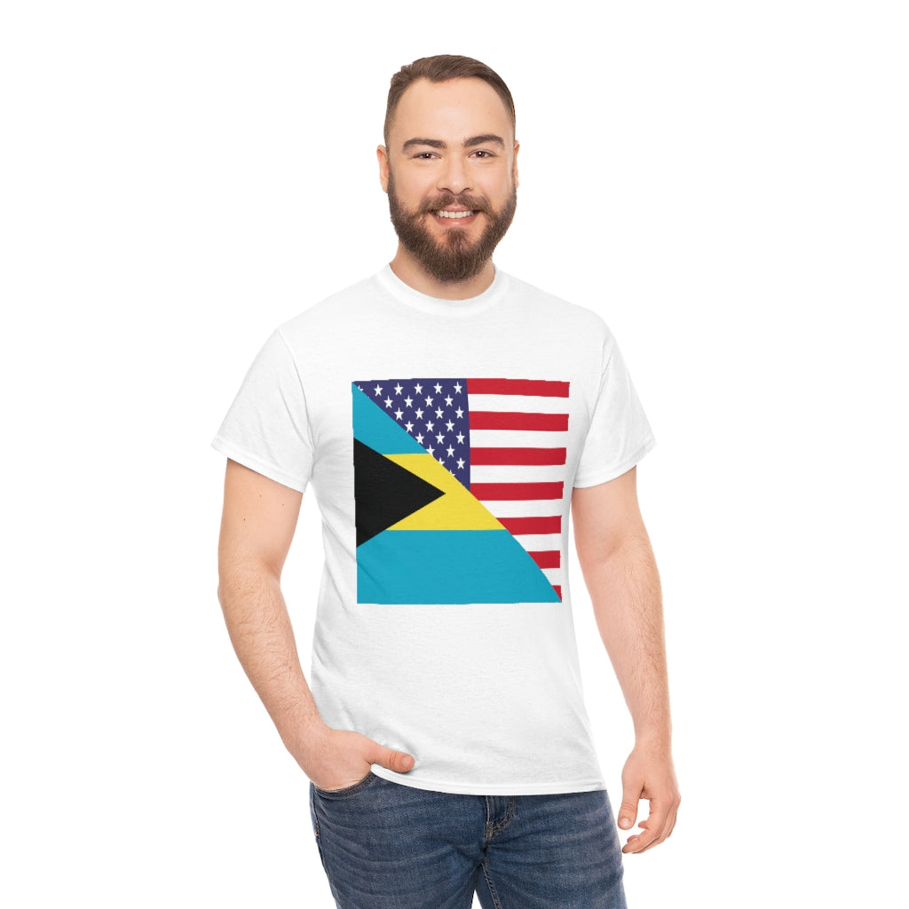 Bahamian American Flag Tee Shirt | Bahamas USA Tshirt