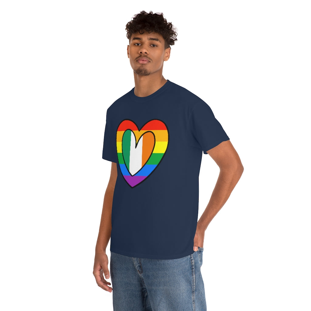 Irish Rainbow Flag Heart T-Shirt | Unisex Ireland Pride Month Tee