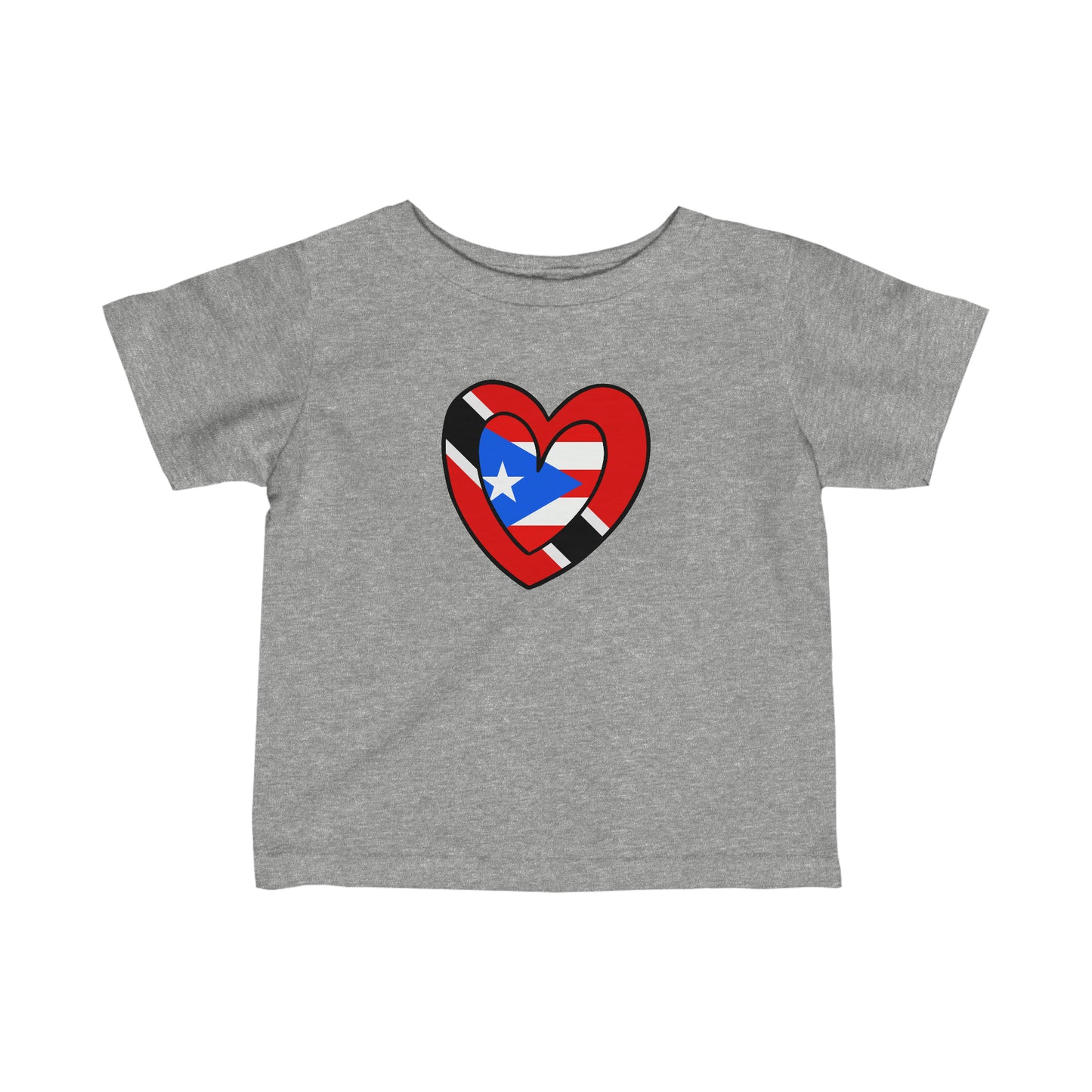 Infant Puerto Rican Trini Heart Valentines Day Gift Half PR Trinidad Flag Toddler Tee Shirt