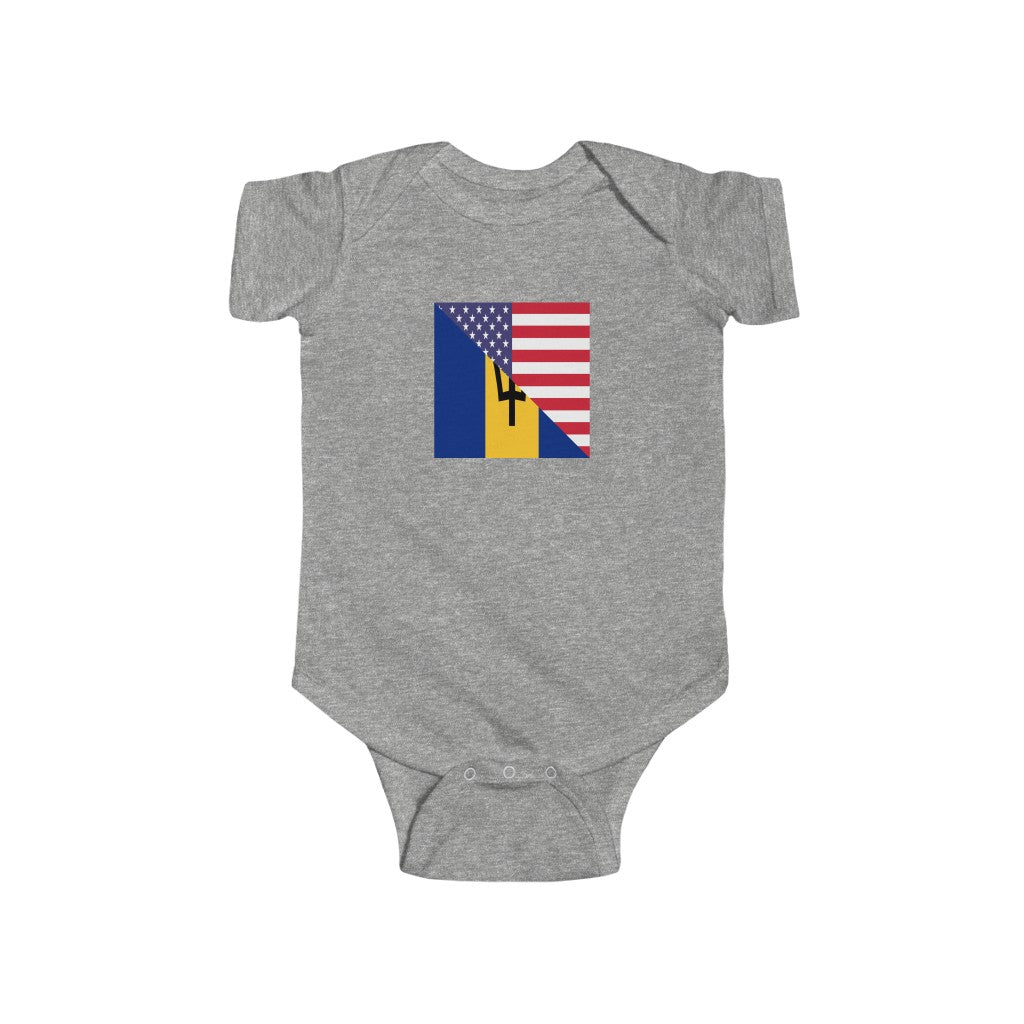 Bajan American Flag Baby Bodysuit | Barbados USA Newborn