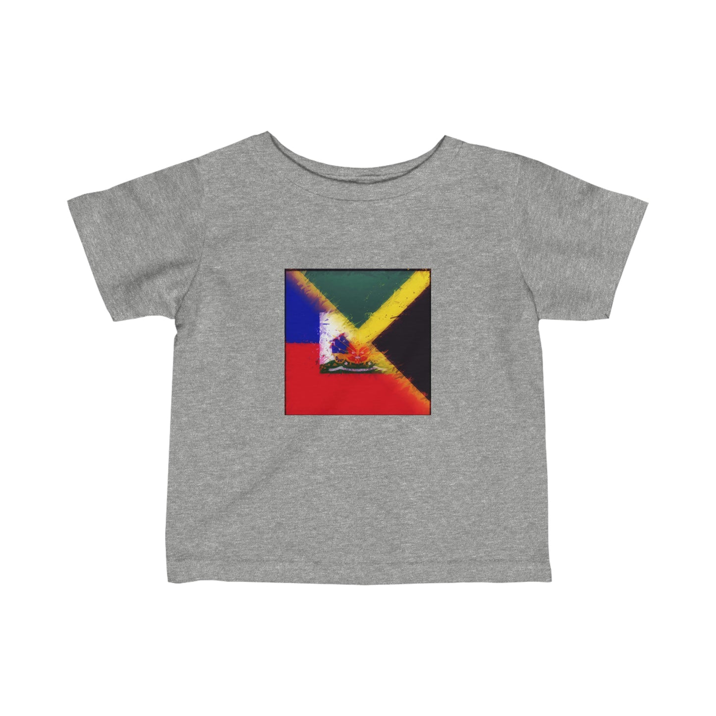 Infant Haitian Jamaican Painted Flag | Haiti Jamaica Toddler Tee Shirt