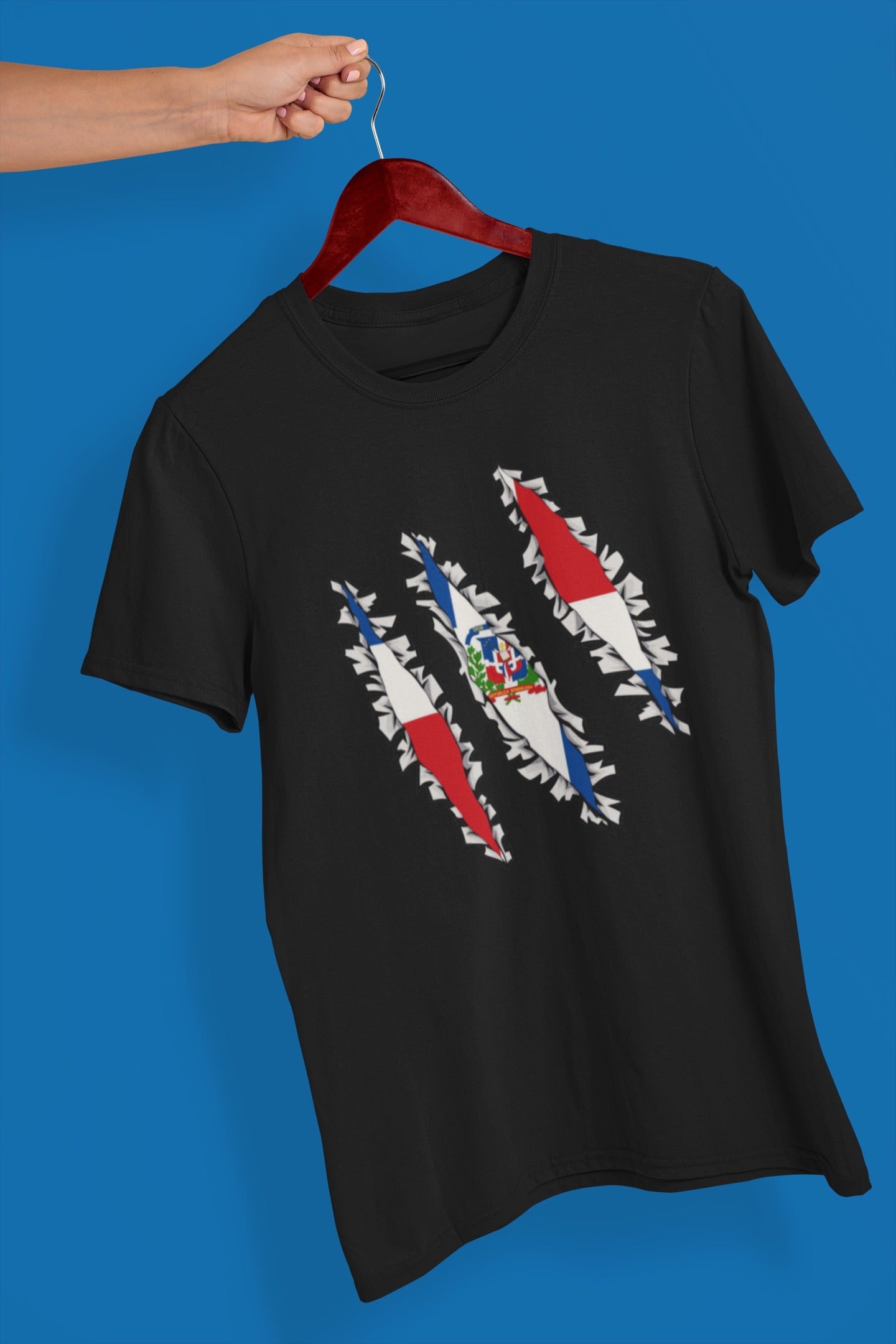 Slashed Dominican Flag Shirt | DR Dominican Republic Tee Men Women Clothing