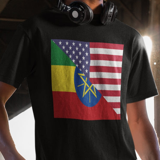 Ethiopia American Flag T-Shirt | Unisex Ethiopian USA Men Women Tee