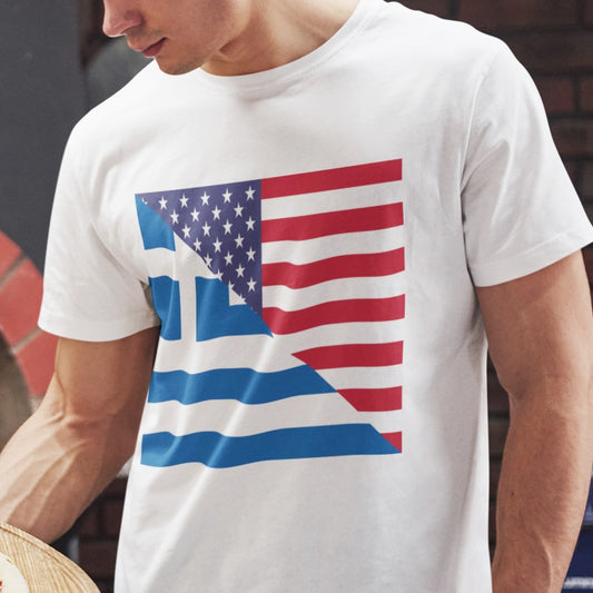 Greek American Flag Tee Shirt | Greece USA Tshirt