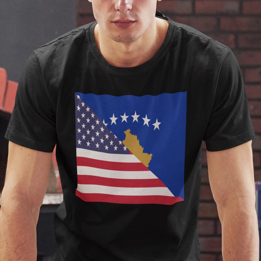 Kosovo American Flag Shirt | Unisex Kosovar USA Men Women TShirt