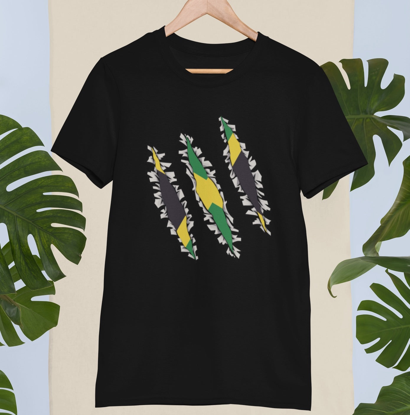 Slashed Jamaican Flag Shirt | Jamaica Tee Men Women Clothing