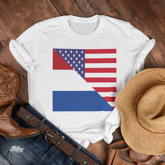 Dutch American Flag Tee Shirt | Unisex Netherlands USA Tshirt