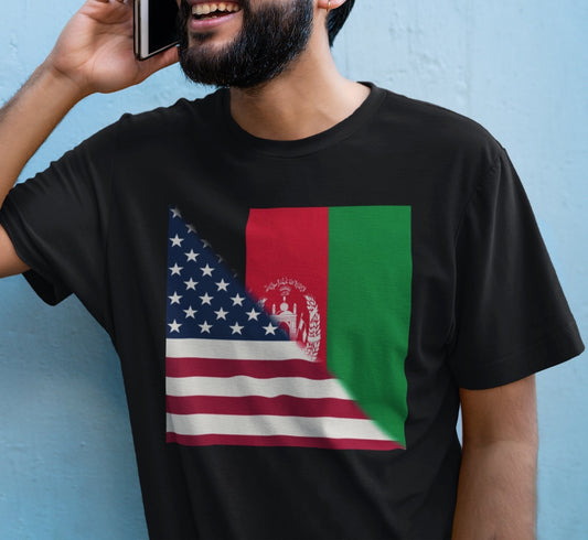 Afghanistan USA Flag T-Shirt | Afghan American Men Women Clothing