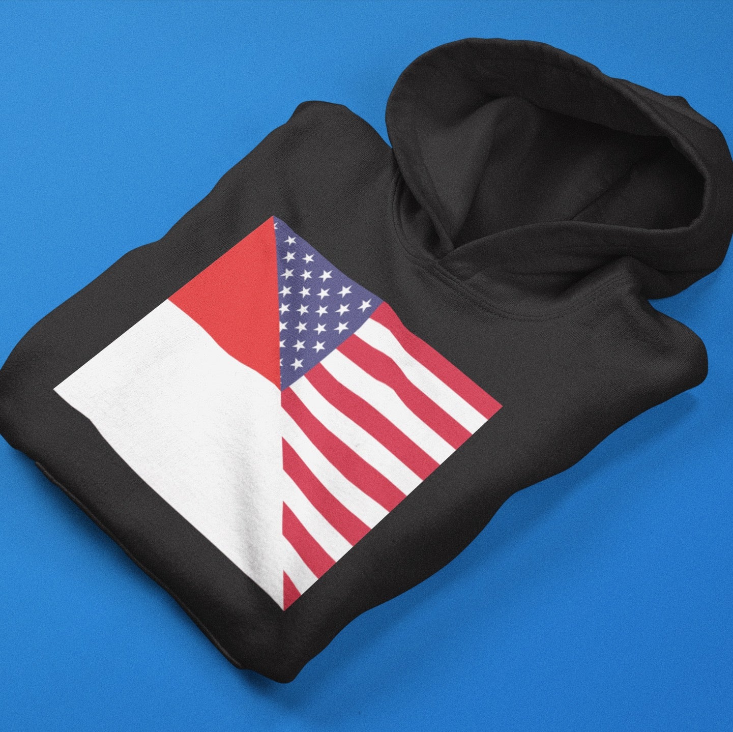 Indonesian American Flag Hoodie  | Unisex Half Indonesia USA Pullover