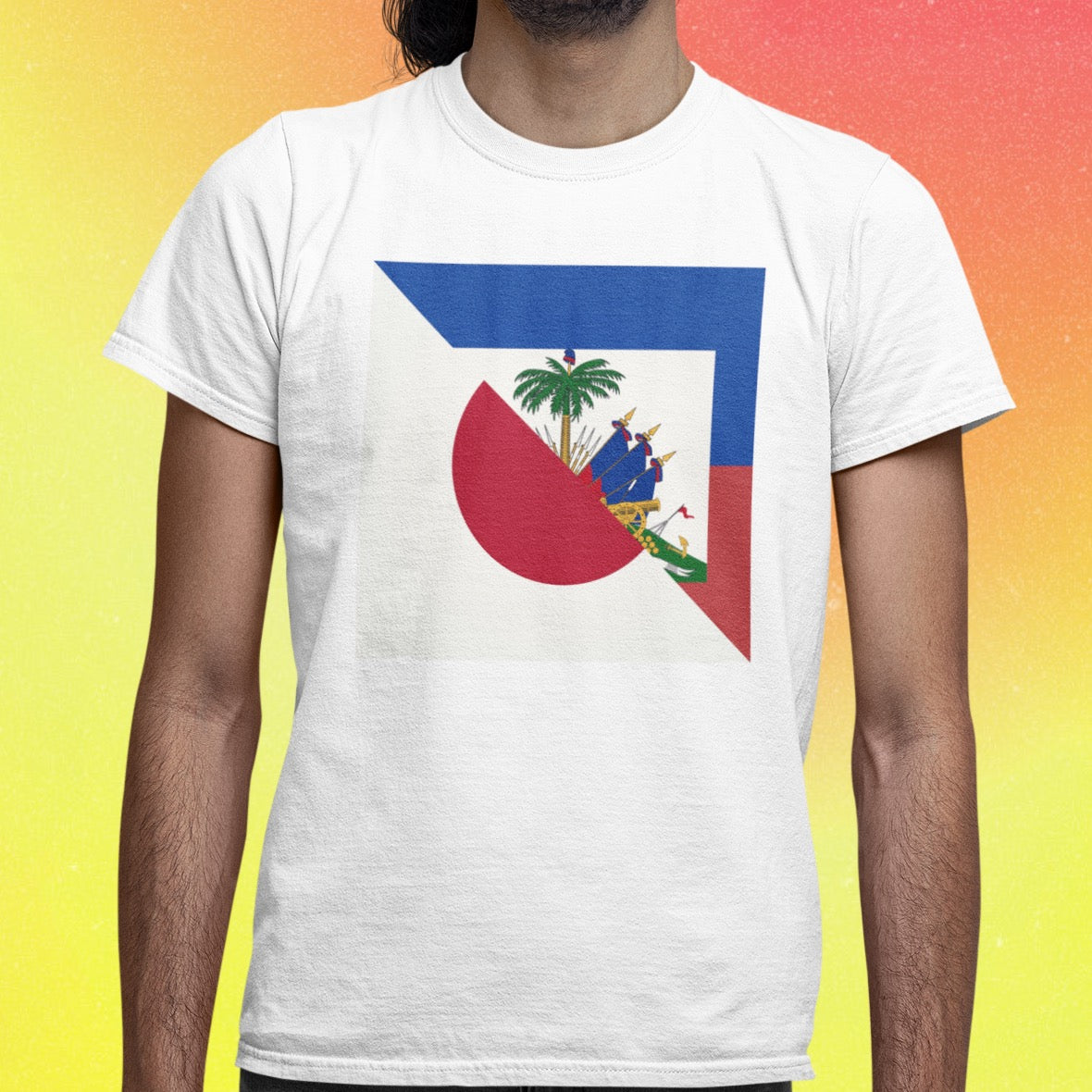 Half Haitian-Japanese Flag T-Shirt | Haiti Japan Men Women Clothing