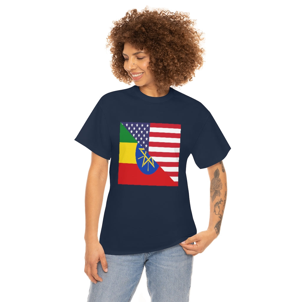 Ethiopia American Flag T-Shirt | Unisex Ethiopian USA Men Women Tee