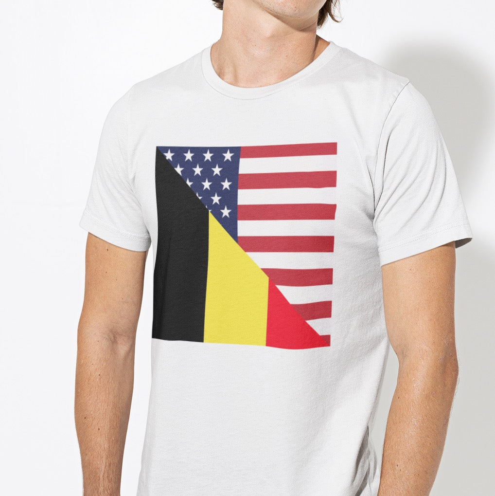 Belgium American Flag T-Shirt | Unisex Belgian USA Tee