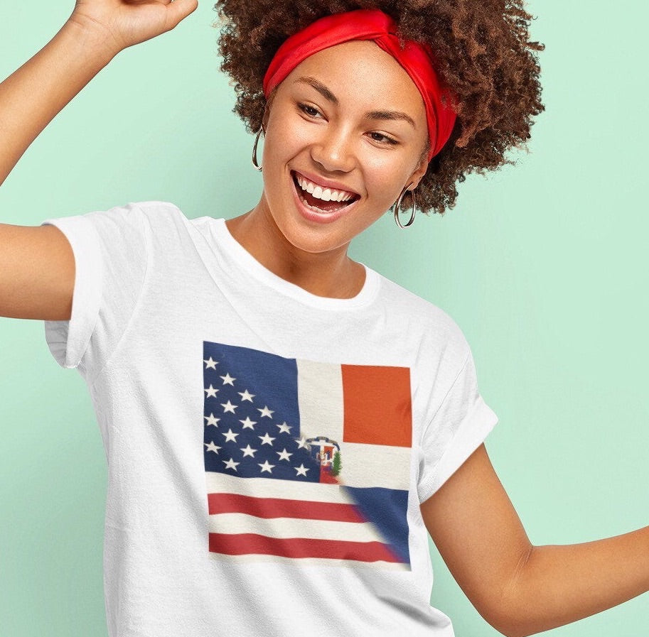 Half Dominican Republic American Flag Tee