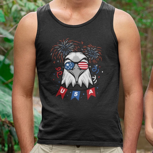 American Bald Eagle USA Flag Tank Top