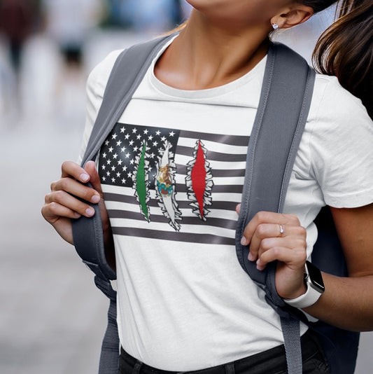 Mexico America Flag T-Shirt | US Mexican Men Women Clothing