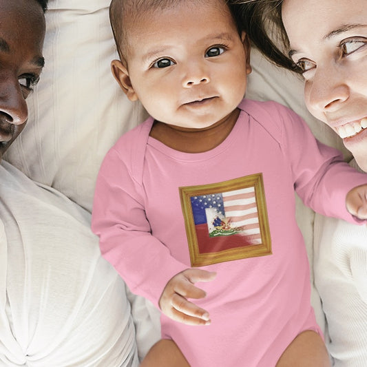 Baby Haitian-American Painted Flag | Haiti USA Baby Boy Girl