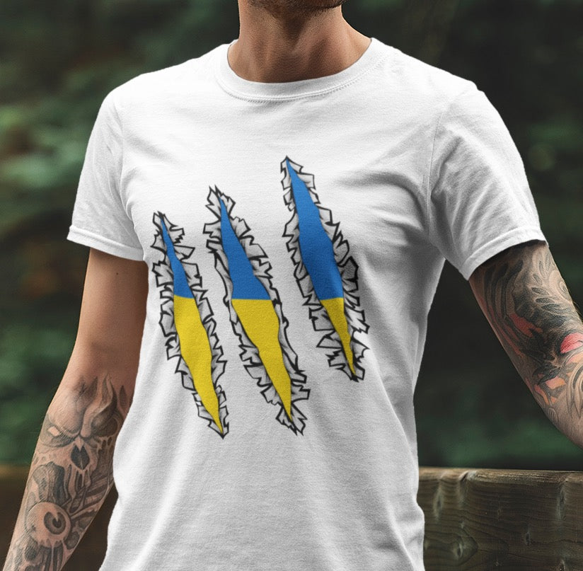 Slashed Ukrainian Flag Shirt | Ukraine Tee Men Women Clothing