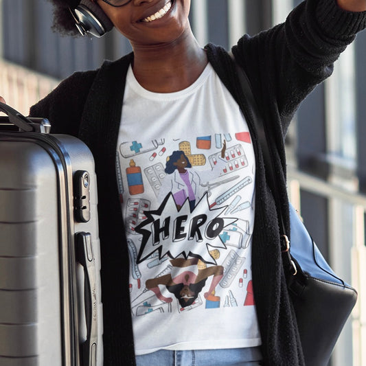 Hero Doctor Shirt | Unisex Black Woman Medical Practitioner Essential Worker T-Shirt