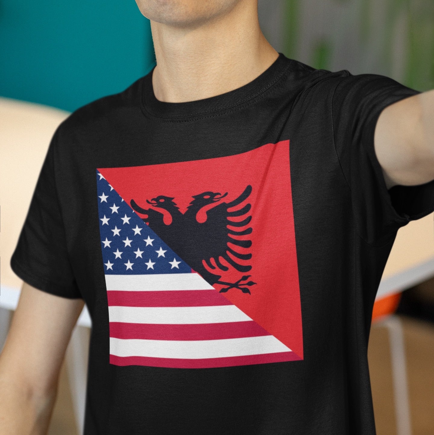 Albanian-American Flag T-Shirt | Unisex Albania USA Tee