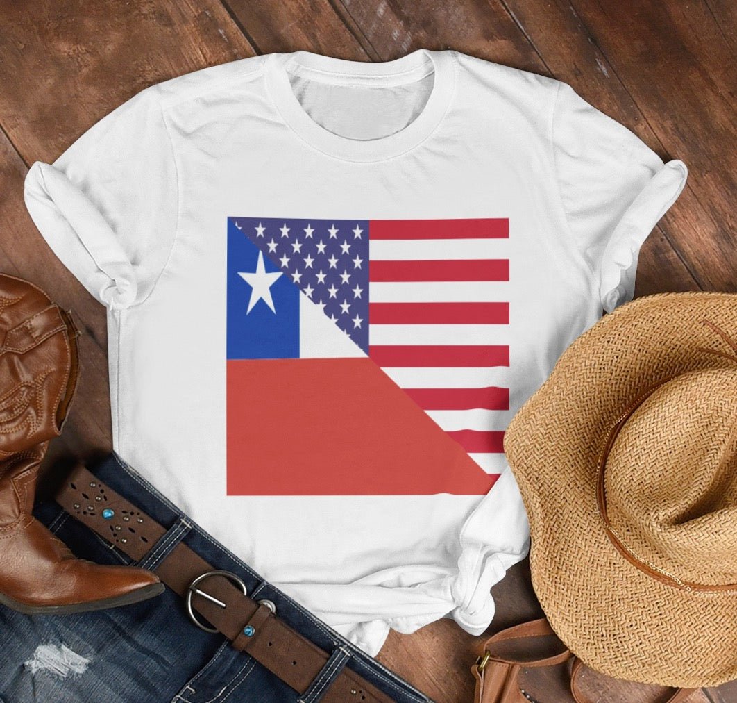 Chilean American Flag Tee Shirt | Unisex Chile USA Tshirt